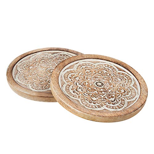 Set-of-2-Wooden-Trivets-for-Hot-Dishes-Pots-and-Pans-Tea-Pot-Holders-Nonslip-Heat-Resistant-Kitchen-Counter-Accessories-for-Table-Countertops-MD01-8-Diameter-Mandala-Design Set of 2 Wooden Trivets for Hot Dishes Pots and Pans Tea Pot Holders Nonslip Heat Resistant Kitchen Counter Accessories for Table Countertops MD01 8 Diameter Mandala Design