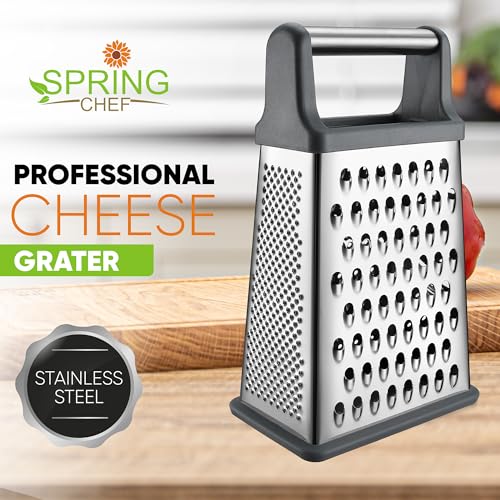 Image of Spring Chef Stainless Steel XL Cheese Grater for Kitchen, Gray
