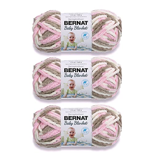 Image of Bernat Baby Blanket Yarn for Crocheting Soft, Little Petunias, 3-Pack | #6 Super Bulky Yarn, 100% Polyester, Soft Baby Blanket Yarn for Crochet, Knitting & Crafts, 72yds, 100g /3.5oz per skein