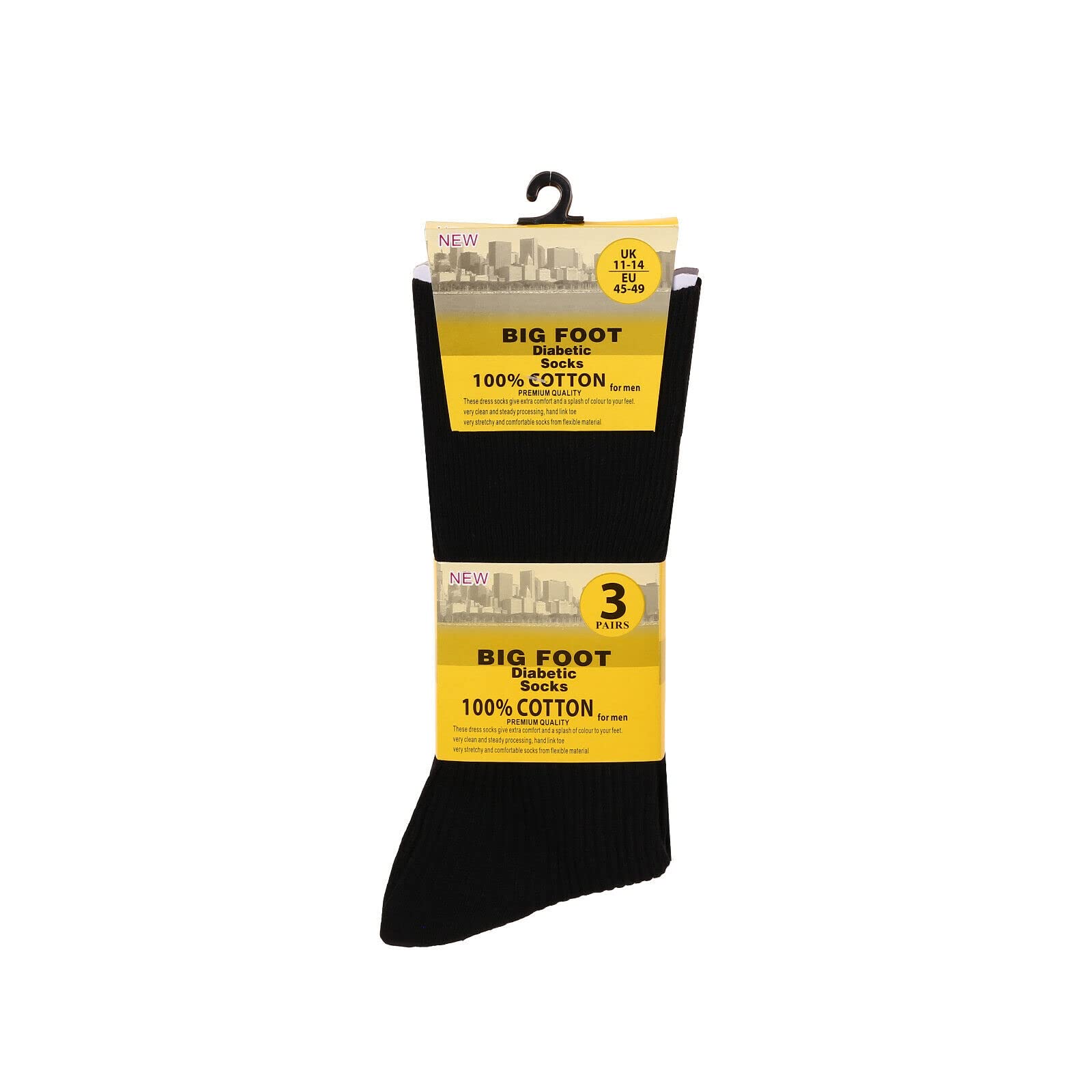 ARG 6 PAIRS Mens Big Foot Loose Top NON ELASTIC 100% Cotton Non Elastic Socks - Size 11-14