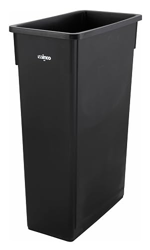 Winco Slender Trash Can 23-Gallon Black