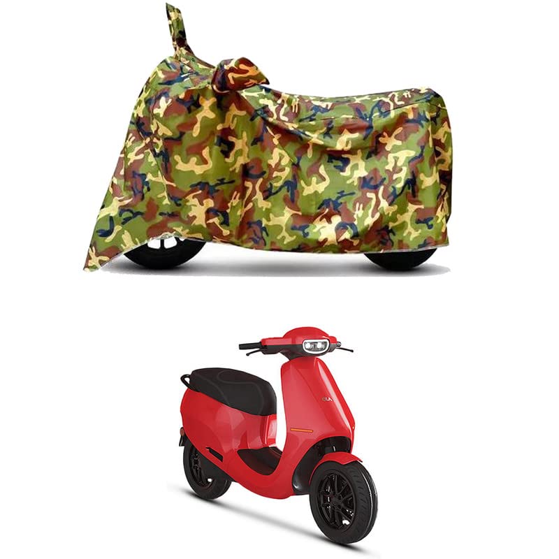 Image of Waterproof 100% PVC Coated Full Bike Scooty Two Wheeler Body Cover Compatible for Ola S1 Air /UV-Rays /Heat Protection /Birds Dropping /Scratchproof /Dust Proof /All Varients[6X6 Jungle Print]