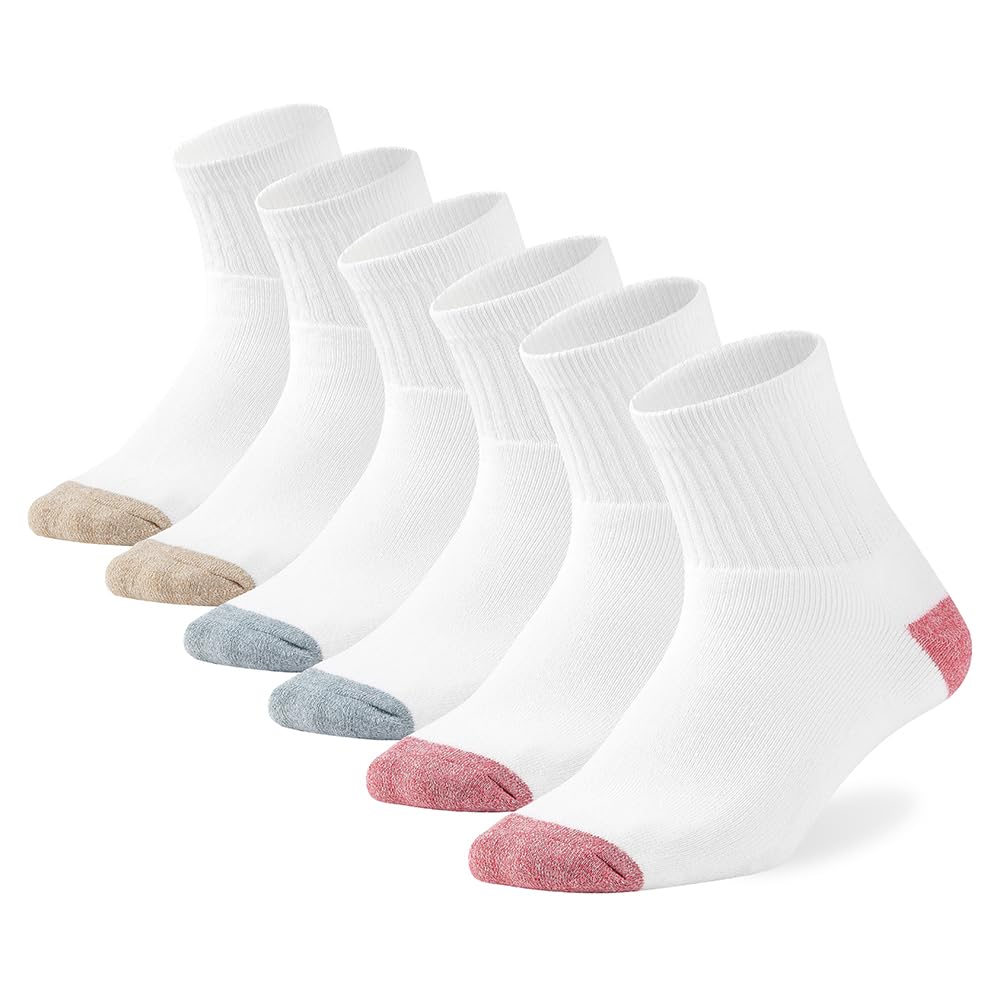 Womens Ankle Socks Full Cushioned Cotton Socks Anti-blister 6 Pairs 7-13
