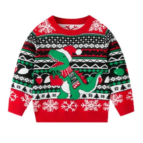 Image of Ugly Christmas Sweater Kids Girls Boys Reindeer Snowflake Knitted Xmas Holiday Pullover Sweater 2-9 Years Old