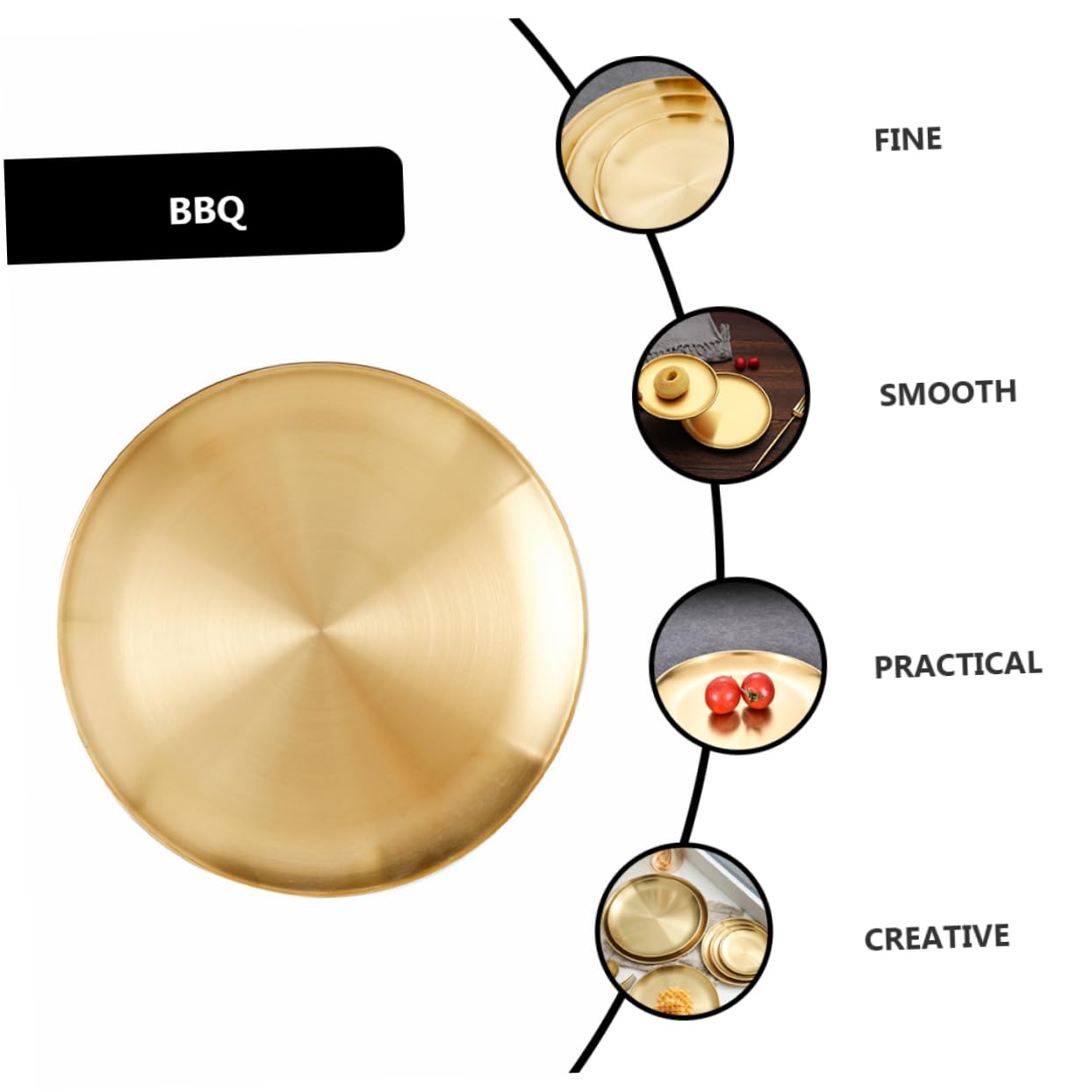 NAMOARLY Barbecue Plate Set 2pcs Round Silver Plate Elegant Design for Family Gatherings Parties Restaurants