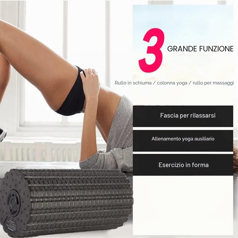 4Velocità Vibrante Vibrante Yoga Elettrico Massaggio Schiuma di Fitness Rulli di Regolazione della Gamba Gambe Massaggiatore per Rilassamento del Recupero Muscolare