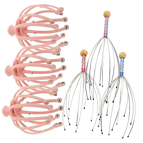 TOVINANNA 1set Head Massager Therapeutic Massager Head Massaging Tool Green Bathroom Scale Octopus Tools Head Scalp Hair Scalp Massager Hair Scratcher The Se Steam Wooden Beads Pink Handheld