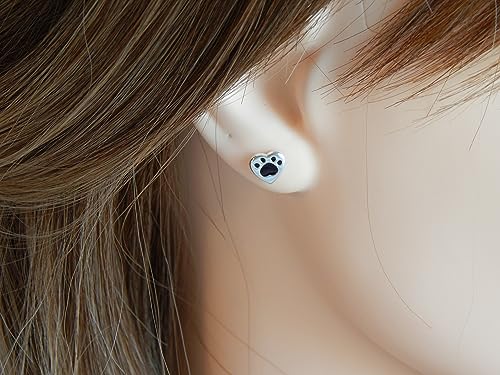 Image of 925 Sterling Silver Paw Print Stud Earrings (Choose Your Style) (Nickel Free)