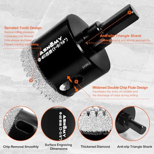 Broca sierra de diamante ASNOMY 1-9/16 pulg miniatura 3