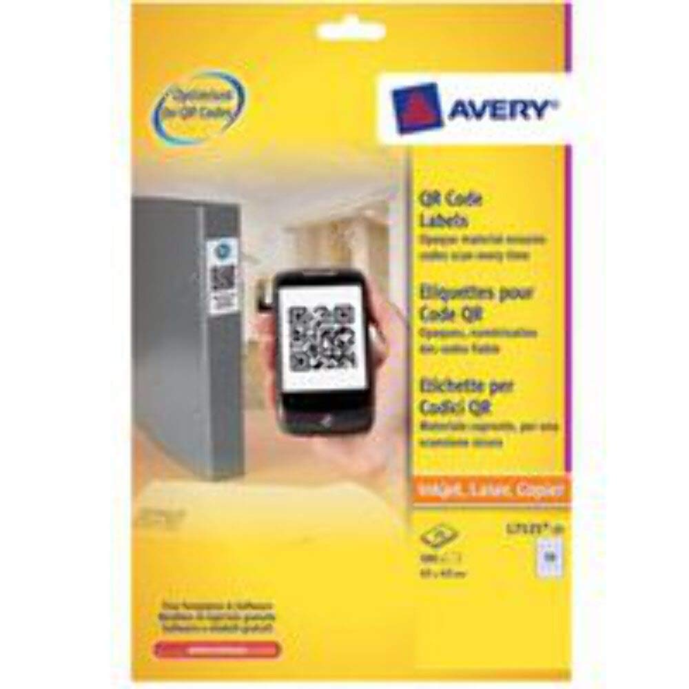 Etichette Avery Bianche Coprenti 45x45mm - Per Stampare Codici QR, Barre E Testi, Confezione Da 25 Fogli - Foto 3