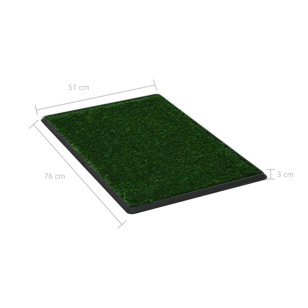 Inodoro para mascotas con césped artificial, verde, 76 x 51 x 3 cm, 2 unidades, impermeable y antiolor, alfombrilla PIPI absorbente para perros, gatos, cachorros, entrenamiento y limpieza
