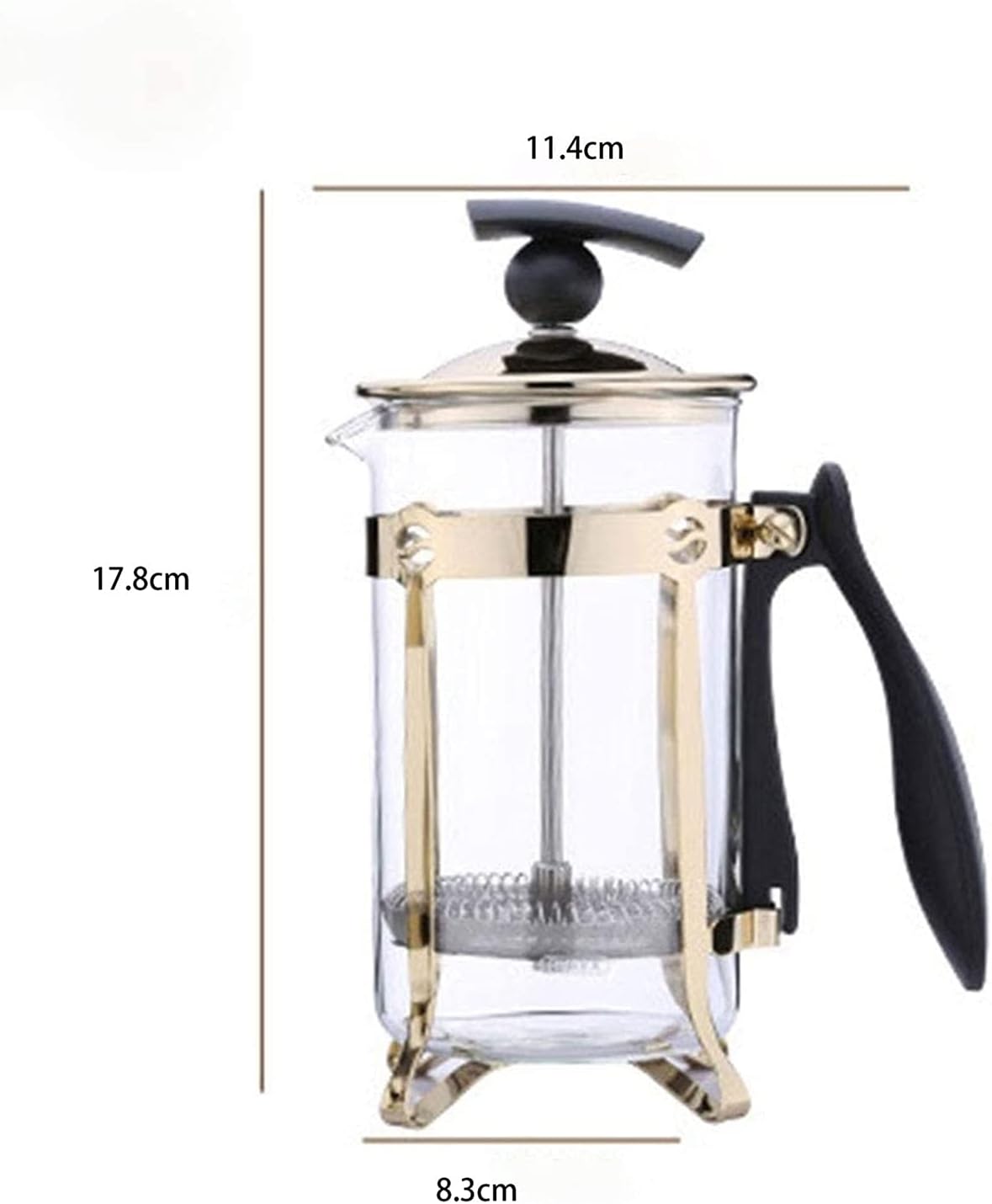 Coffee Tea Maker 350 ml Thickened Borosilicate Glass Coffee Press Rust-Free and Dishwasher Safe Black