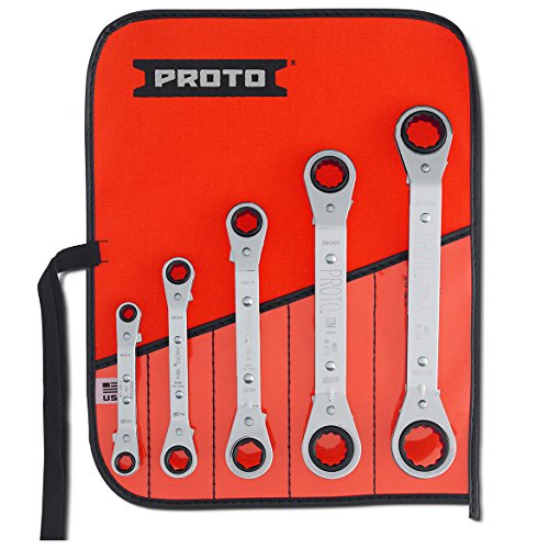 ❤ Crazy Deals Proto - 5Piece Offset Reversible Ratcheting Box Wrench Set - 6 & 12 Pt. (J1180A)