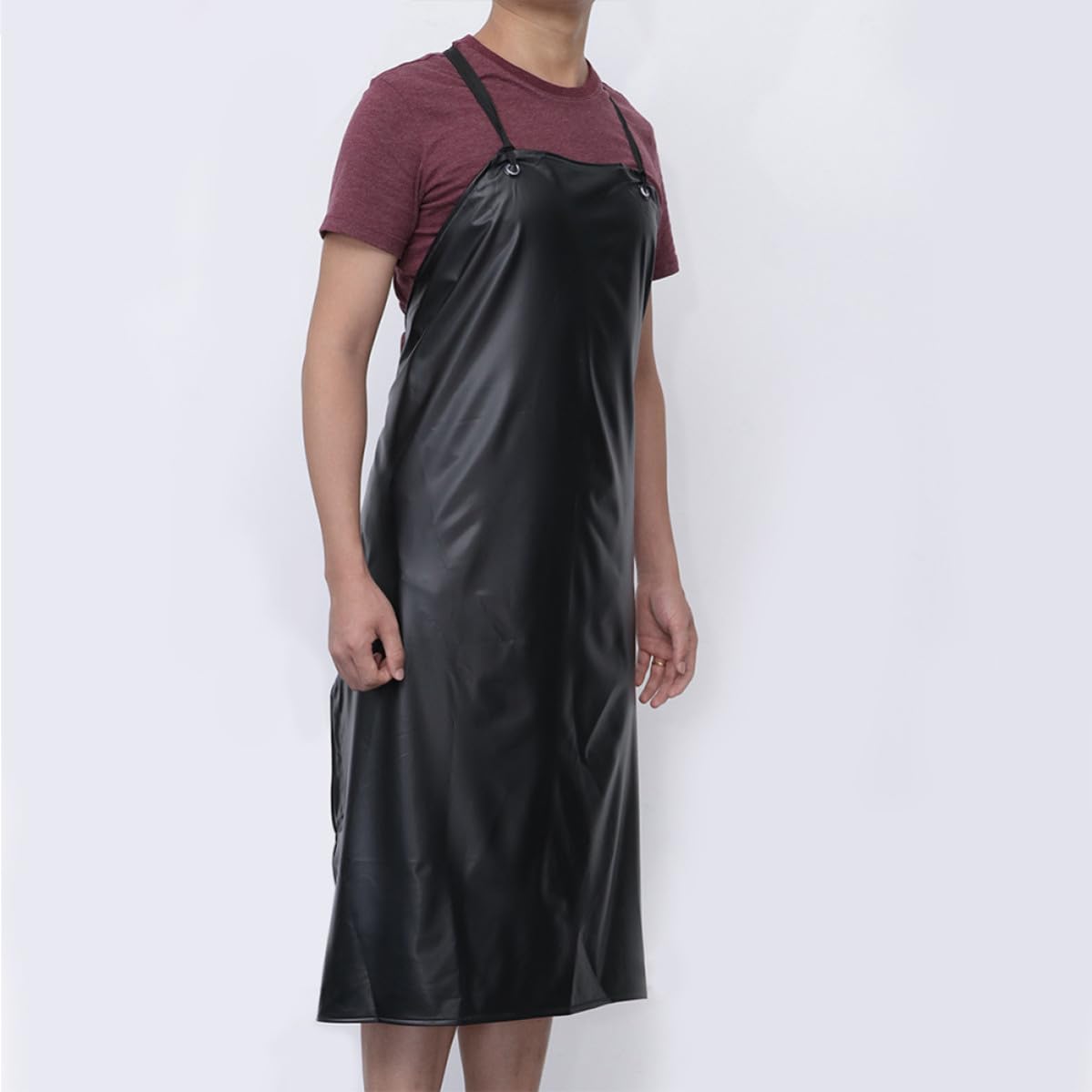Operitacx 6 Piezas Delantal Industrial Unisex de Pvc Negro, y Antigrasa