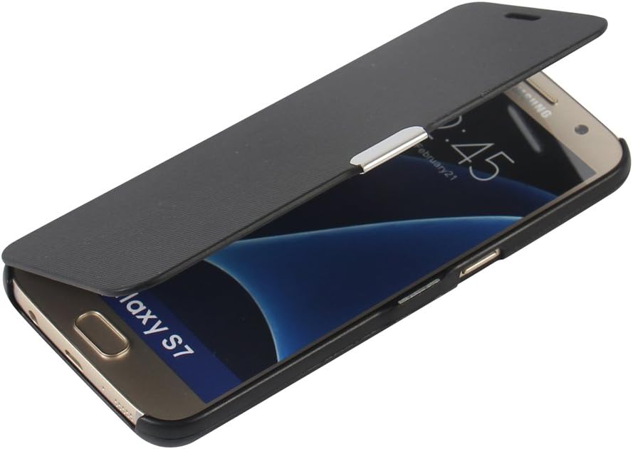 S7 Case, Galaxy S7 Case, MTRONX™ Magnetic Ultra Folio Flip Slim Leather Twill Case Cover Pouch for Samsung Galaxy S7 – Black(MG-BK)