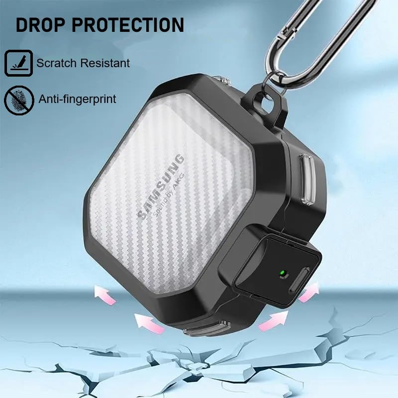 Image of Oboe PC Case 'Compatible with' Samsung Galaxy Buds FE (2023), Buds 2 Pro (2022), Galaxy Buds 2 (2021), Galaxy Buds Pro, Buds Live with Keyring (Secure Lock Case) [Buds & Charging CASE NOT Included]