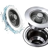 JYYUINX Küchen Spülbecken Stöpsel 3-in-1, Universal abflusssieb küchenspüle für Lebensmittelreste Herausfiltern Bohrungsdurchmesser von 76–81 mm, Tiefe der Spüle>28mm