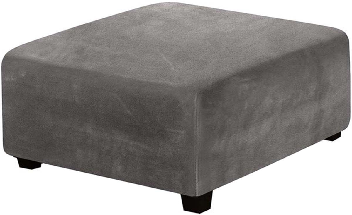 ELYSYSRL Velvet Ottoman Cover Ottoman Slipcovers Rectangle Stretch Foot Stool Stretch Covers Ottoman Foot Rest Cover with Elastic Bottom, Washable (Color : #3, Size : 55x55cm/22x22in)