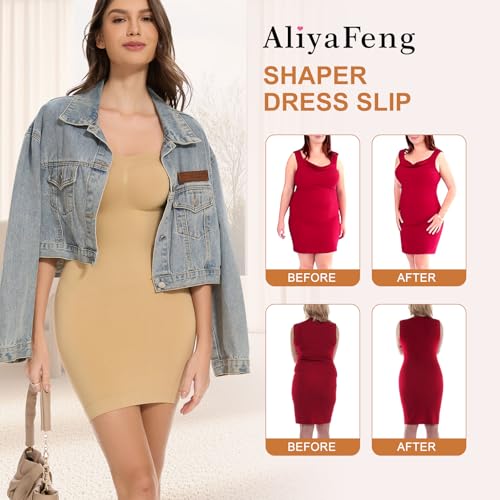 Strapless Shapewear Slip for Womem Tummy Control Under Dress Seamless Full Body Shaper Slip Dress with Removable Straps4