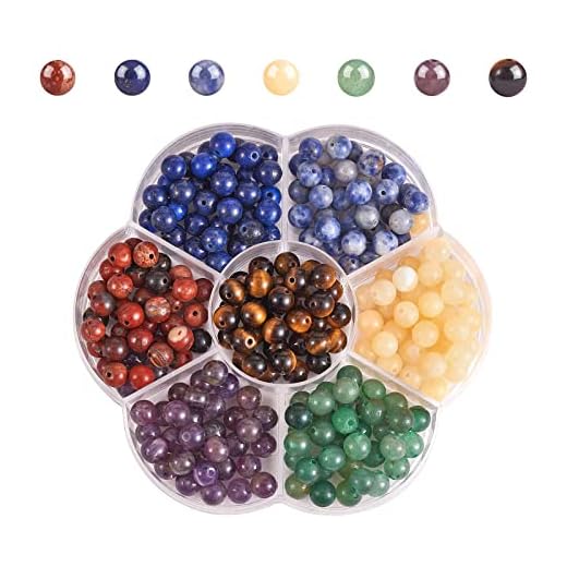 WEWAYSMILE 280pcs 6mm Cuentas Semipreciosas Colore, Cuentas Redondas Ágata Piedras Preciosas, Grano Redondo Piedras Preciosas Colores, para Fabricación Joyas Pulseras Bricolaje Suministros