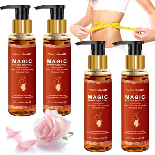 4 PCS Magic Luxury Body Oil for Women Firming Body Lotion Glow Remedy Oil Skin Tightening Firming Bodys Oils for Saggy Skin Magic Bodys Lotion For Arms Chest Thighs and Tums