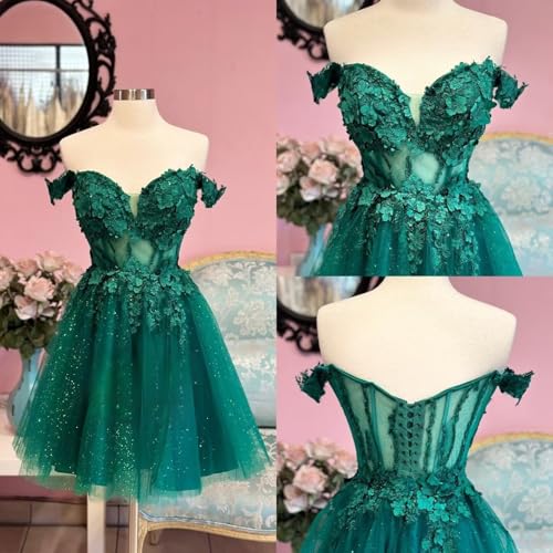 Zhangyo Glitter Lace Homecoming Dresses for Teens Tulle Appliques DAMA Dresses for Quinceanera Off Shoulder Short Ball Gown2