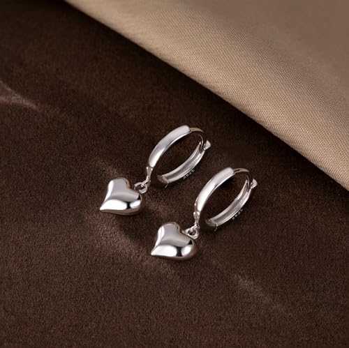 SLUYNZ Solid 925 Sterling Silver 8MM Fat Heart Hoop Earrings for Women Teens Sweet Love Hoop Earrings Huggie4
