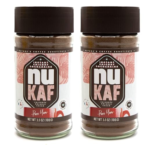 nuKAF by Gourmanity Instant Chicory Coffee with Cocoa, 3.5oz, Pack of 2