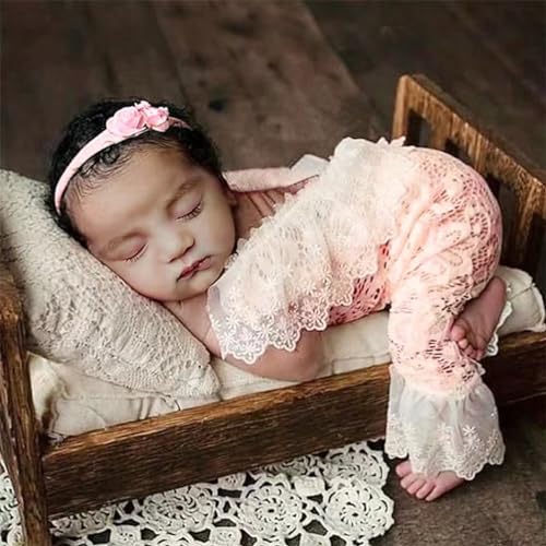 Image of Vomdrok Lace Romper Newborn Girls Photo Outfits - Princess Costume Props for Photoshoot