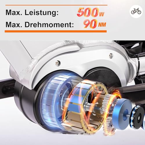 SAXONETTE E-bike voor dames, 28 inch, e-bike met middenmotor, 500 watt, 90 NM, elektrische fiets voor volwassenen met 36 V 14,5 Ah accu, 120 km lang bereik, 10 versnellingen, pedelec elektrische fiets - Afbeelding 3