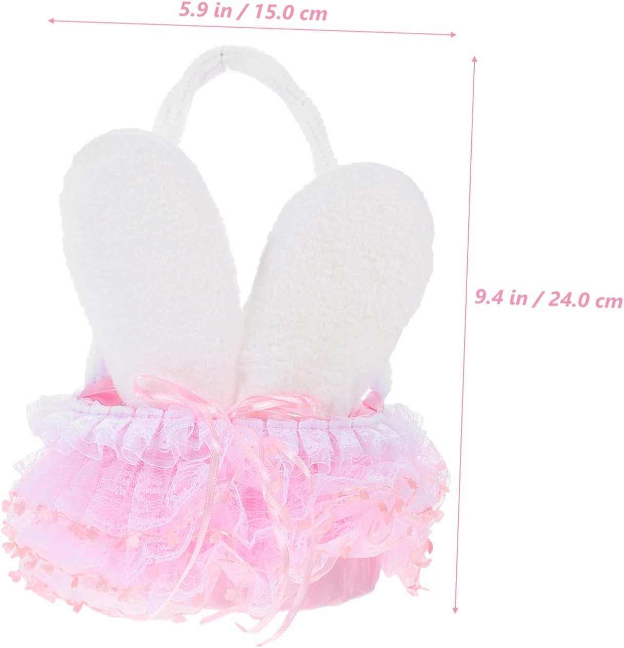 Bunny Ear Flower Girl Basket Handle Portable Easter Party Basket for Boys and Girls for Candy Storage and Flower Display for Weddings and Celebrations image 3