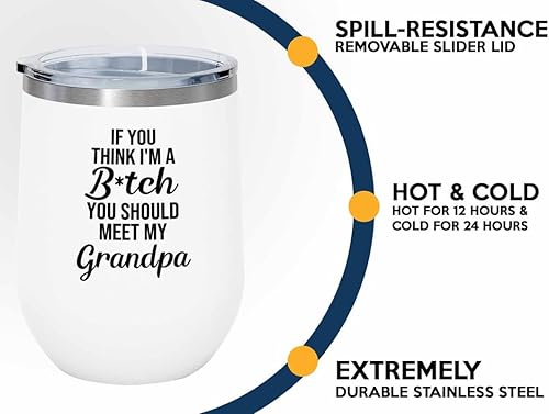 Miniatura 3 de Funny grandpa White Edition Wine Tumbler 12oz - should meet my grandpa - Family Squad Fam Thank You Gift Siblings Parents Grandparents Funny grandpa