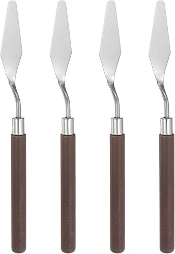 HARFINGTON 4 cuchillos de paleta n. 3 de 0.669 in de ancho de acero inoxidable, espátula puntiaguda grande, cuchillo de paleta de pintura con mango