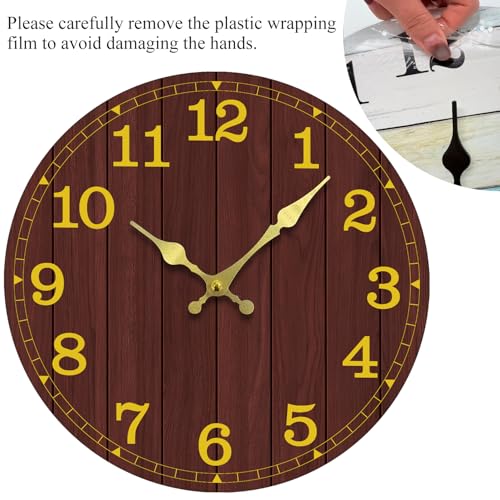 Image of Wall Clock, Modern Wall Clocks Battery Operated, Silent Non Ticking Clock Decorative for Living Room, Office, Home, School 12 Inch (Brown, Gold)