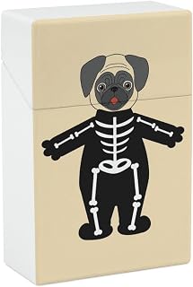 Halloween Pug in Skeleton Cigarette Case Smoking Box Pocket Holder Lightweight Match Coin Pouch for Men Women