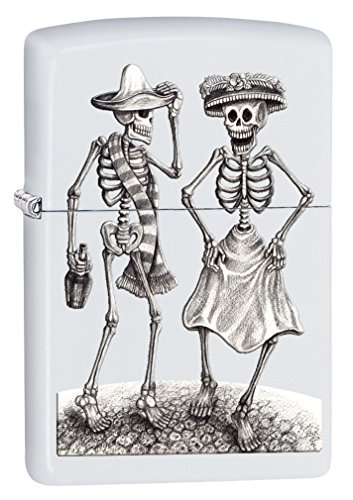 Zippo Lighter: Dancing Skeletons - White Matte 78552