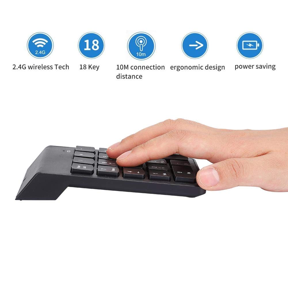 Pavé Numérique Sans Fil, Pavé Numérique Ergonomique 18 Touches, Clavier Numérique De Comptabilité Financière USB Portable 2,4 GHz, Pour Ordinateur