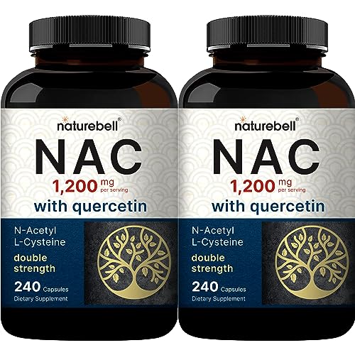 2 Pack NAC Supplement (N-Acetyl Cysteine) with Quercetin, 1,200mg Per Serving, 480 Capsules | Double Strength Antioxidant Support for Immune, Liver, & Lung Health – Non-GMO 240 Count (Pack o