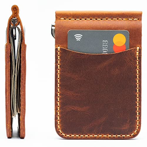 Toros Craft Handmade Slim Money Clip Wallet, Leather Credit Card Holder, Wallet For Men Genuine Leather