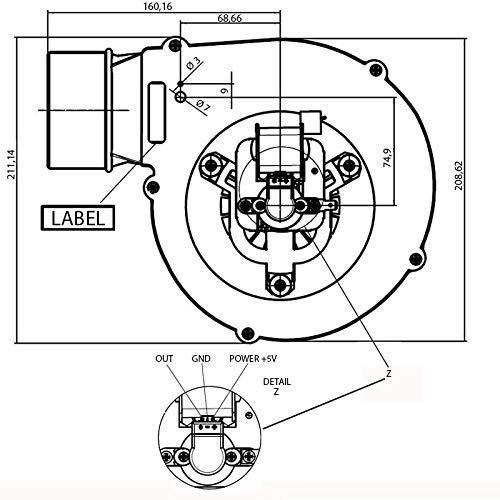 Easyricambi ASPIRATORE ESTRATTORE FUMI per Stufa A Pellet FERGAS VFC1 160/S 260905 con Encoder
