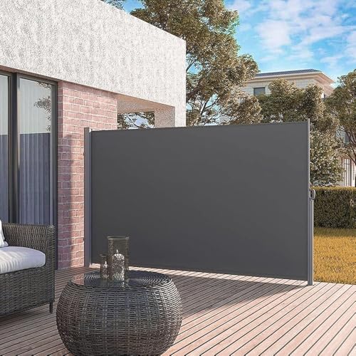 Auvent latéral rétractable contre le vis-à-vis du balcon gris