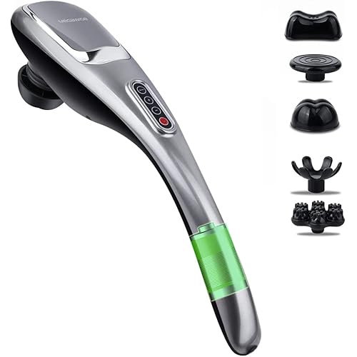 MEGAWISE Handheld Back Massager | Deep Tissue Percussion Massage Back Neck Shoulders Waist and Legs (Cordless 2023 Updated Ver.)