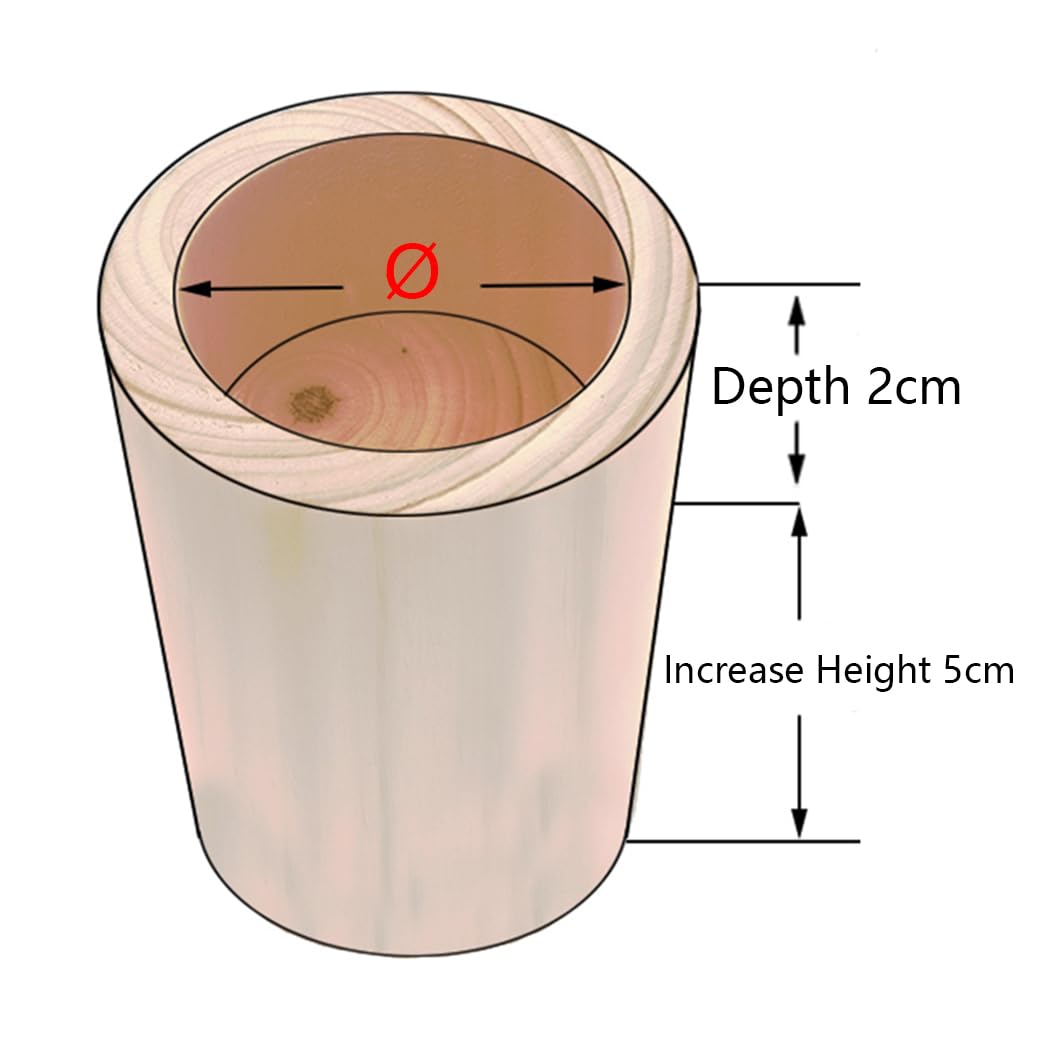 Rialzi per Letto da 4 Pezzi Rialzi per Mobili in Legno Massello Dispositivo Aumentato Gambe per Divani Resistenti Supporta Fino a 500 kg Piedini del Tavolo (Ø8cm-Increase Height 5cm)