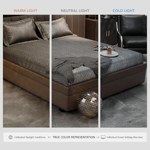 Image of Stoa Paris 300TC UltraSatin Super King Fitted Bedsheet Set with 2 Pillow Covers, Gentle on Skin & Hair, Wrinkle & Fade Resistant, Home Decor, Gift for Couple, Starlit Night - Grey (183cmx213cm+30cm)