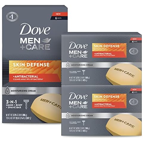 DOVE MEN + CARE Soap Bar For Smooth and Hydrated Skin Care Skin Defense Effectively Washes Away Bacteria While Nourishing Your Skin, 3.75 Ounce (Pack of 14) Cover