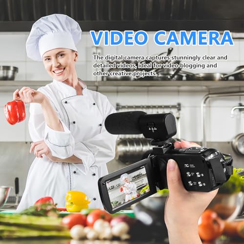 Image of Zerodeko 4-inch High Definition Touchscreen Digital Video Camera for Vlogging and Travel with Recording, Movie Camcorder for Filming and Video Inspection