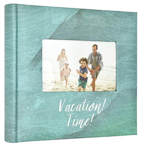 Image of MCS Vacation Time Photo Album Holds 200 4x6 Photos with Memo Space, Blue Cover, Clear Side-Loading Pockets - Travel Scrapbook Style Memory Book for Trips, Adventures & Family Getaways