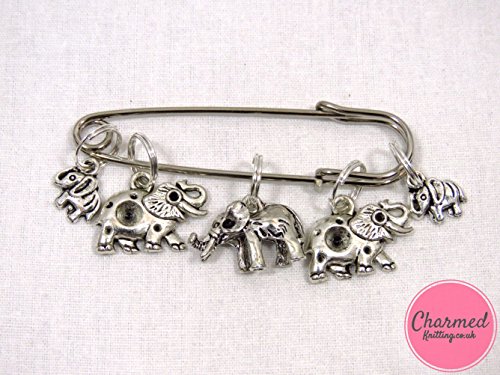 Elefantes  Marcadores de Tejer (5 unidades, plata), diseño