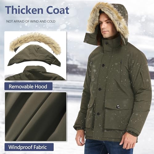 Image of JYG Men's Winter Thicken Coat Warm Puffer Parka Jacket with Faux Fur Removable Hood