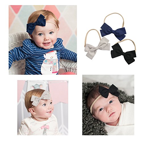 Cute Baby Hair Bows | Baby Girl Headbands Set with Soft Nylon for Baby Girls Head
